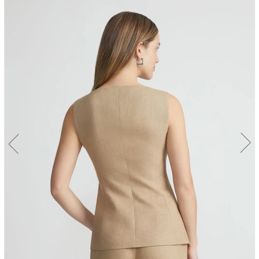 Lafayette 148 Linen Cutaway Vest - Picture 4 of 4